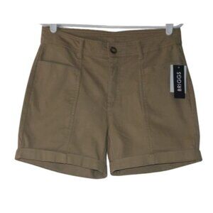Briggs Womens Khaki Shorts With Rolled Hem & Pockets Size 6 Cotton Blend. NWT.